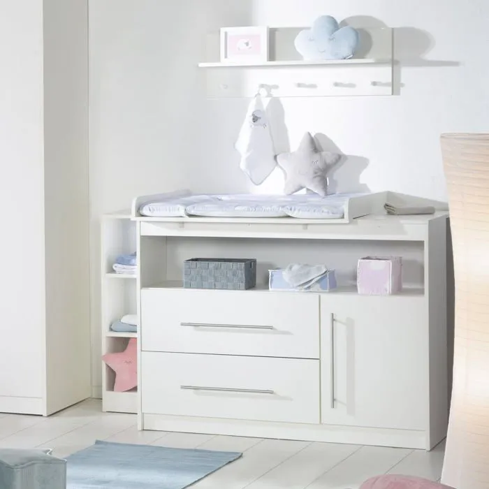 Commode à Langer ROBA Maren - Blanc - Plan Amovible - 2 Tiroirs - 1 Porte - Compartiment Ouvert-4