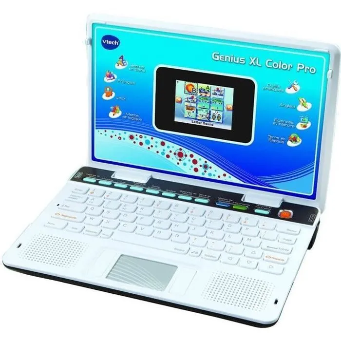 mini ordinateur portable avec 90 activités pour enfant Genius Xl Color Pro blanc noir