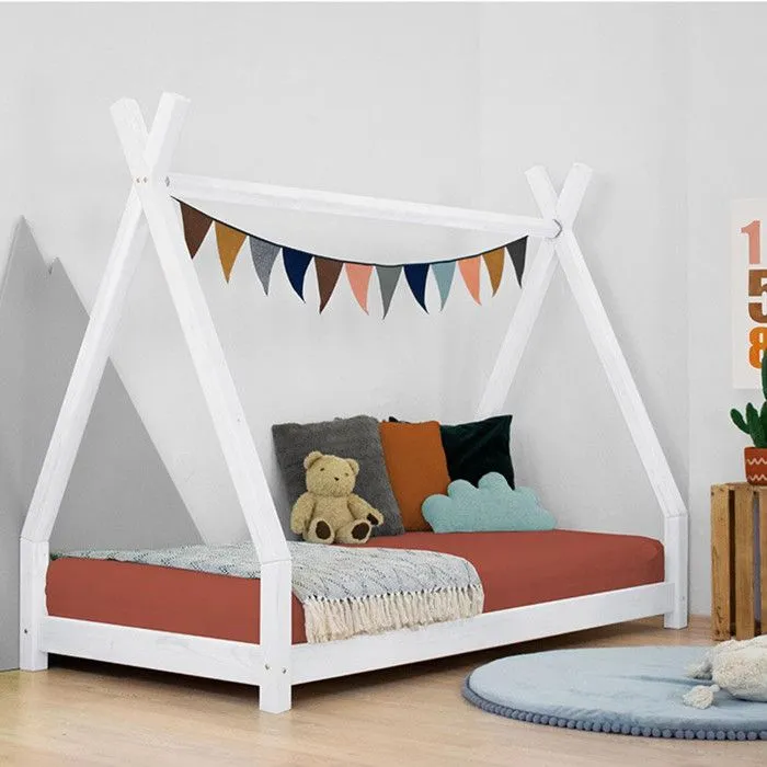 Lit Tipi enfant NAKANA - bois massif - blanc - 90 x 190 cm-0