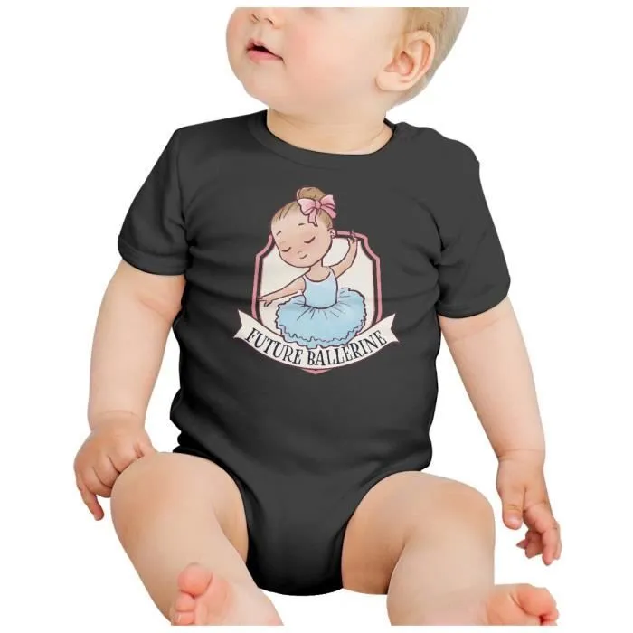 Body Bébé Manche Courte Noir Future Ballerine Danse Classique Sport-1