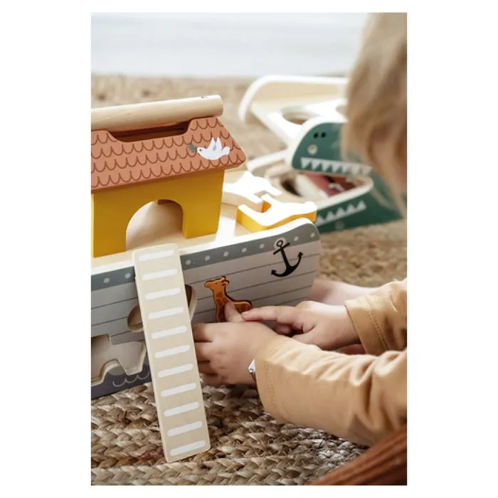 Arche de Noé en bois - SMALL FOOT - Jouet en bois - Figurines Animaux - Bateau coloré - Intérieur-3