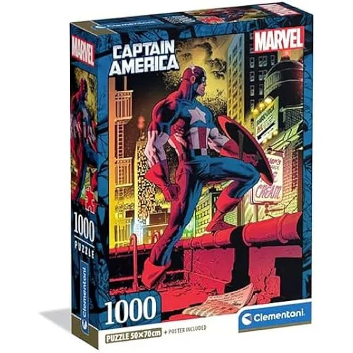 Puzzle - CLEMENTONI - Captain America - 1000 Pièces - Fabriqué en Italie - Écologique-0
