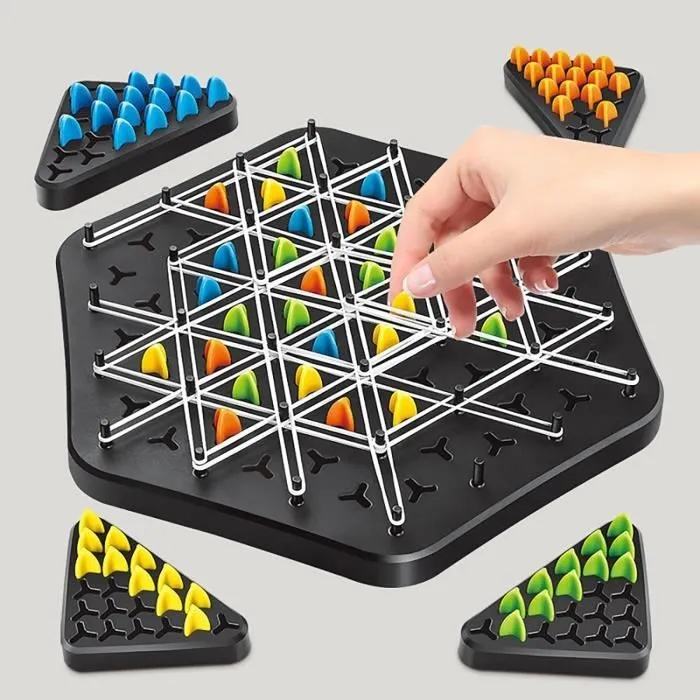 Triggle Jeu, Jeu D'élastique Triggle,Jeu De Société De Stratégie Classique La Collecte, échecs triangulaires en chaîne interactifs-3