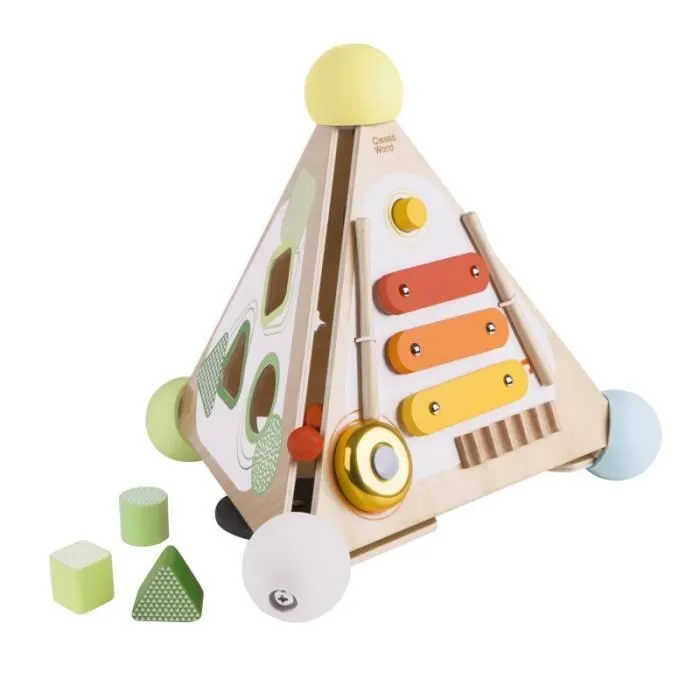 Pyramide cube d'activités en bois - Multicolore - 30 cm - Pour Enfant de 2 ans et plus-0