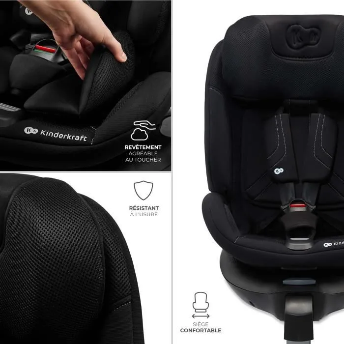 Siège auto I-size 40-150 cm - KINDERKRAFT XRIDER - Rotation à 360° - Base intégrée avec isofix - 8 positions d'inclinaison - Gris-3