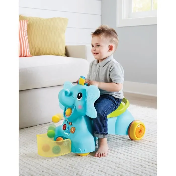 Porteur Ramasseur de Balles - INFANTINO - Eléphant 3 en 1 - Evolutif - Bleu-0