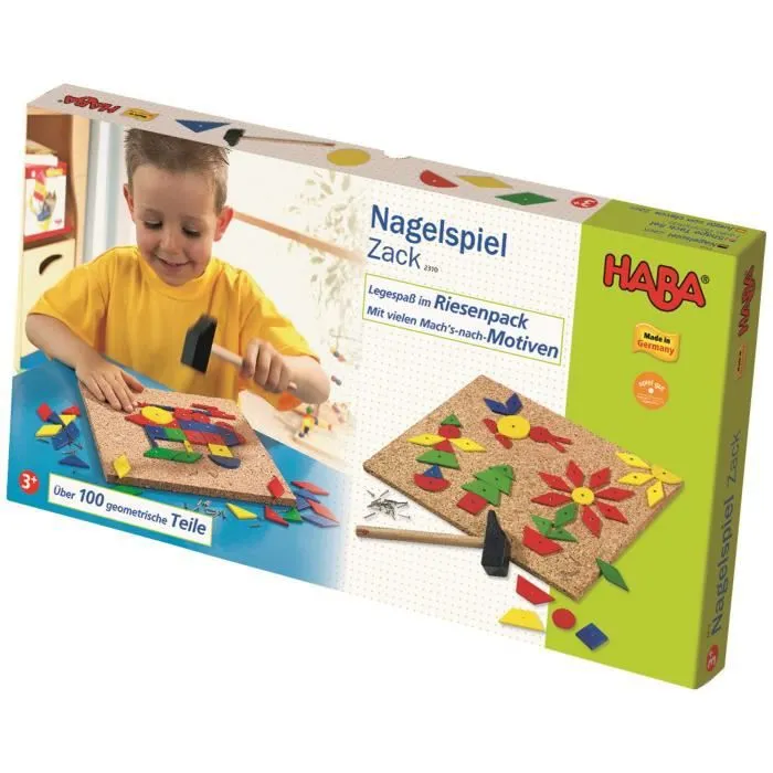 Jeu de marteau et clous - HABA - Formes à clouer - Set de 100 pièces - Pour enfant à partir de 3 ans-0
