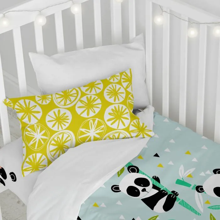 Parure housse de couette 2 pièces Panda garden blue 115x145 cm (Lit Bébé)-1