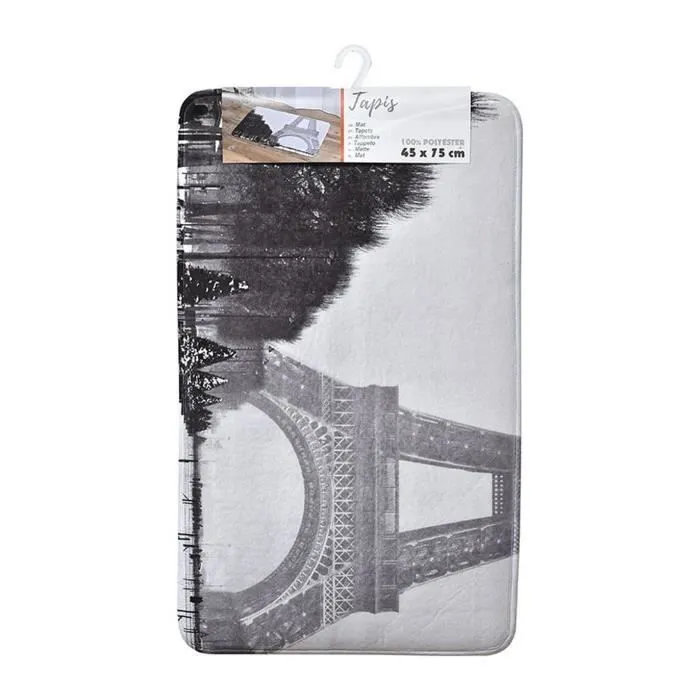 TENDANCE - Tapis de salle de bain en Microfibre 45 x 75 cm déco Parisienne-0