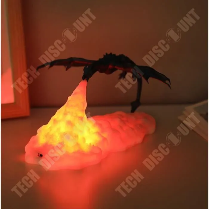 TD® 3D imprimé LED feu Dragon lampes veilleuse lumière d'ambiance pour chambre enfants chambre chambre Camping randonnée Dragon de f-2