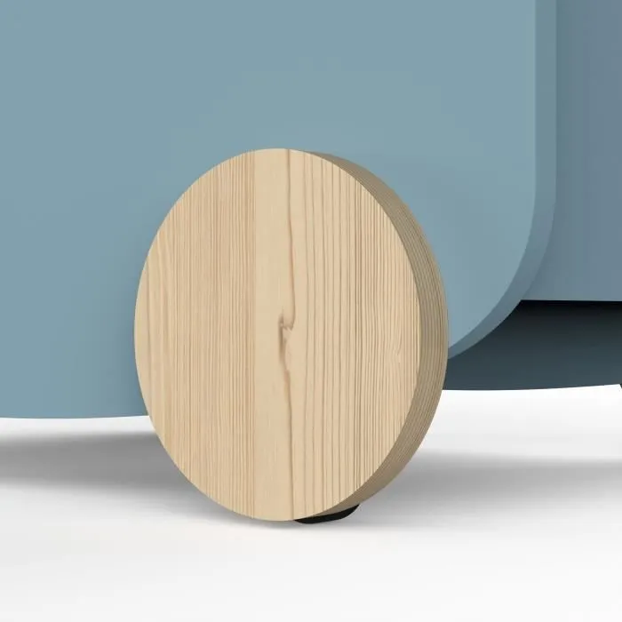 Chariot de rangement à roulettes - FIRMIANA - Style scandinave - Bleu orage et bois naturel - 49,8 x 35 x 52,5 cm - DEMEYERE-4