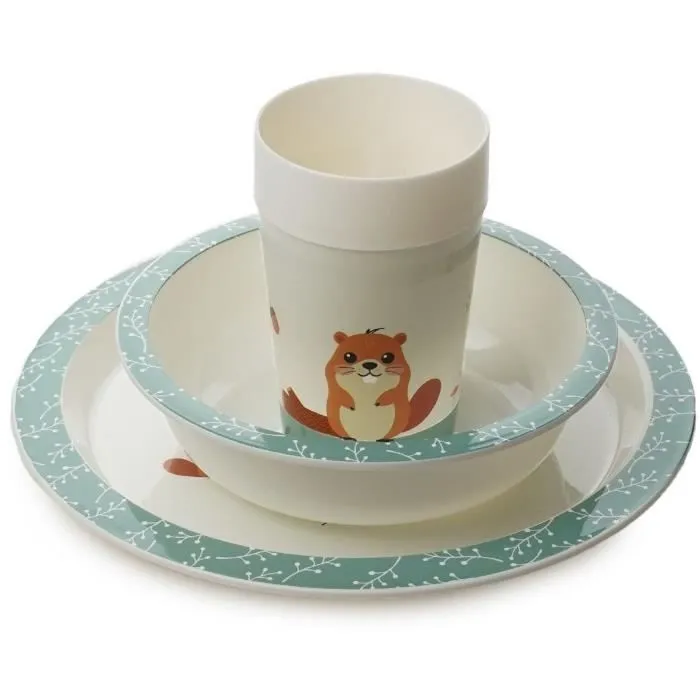 Mon premier coffret repas micro-ondes - THERMOBABY - Castor - Assiette, bol, gobelet-3