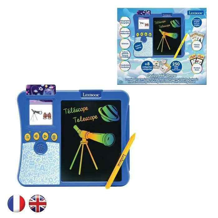 Imagier interactif - LEXIBOOK - Bilingue - 200 cartes éducatives - Tablette à dessin - Apprentissage ludique-0