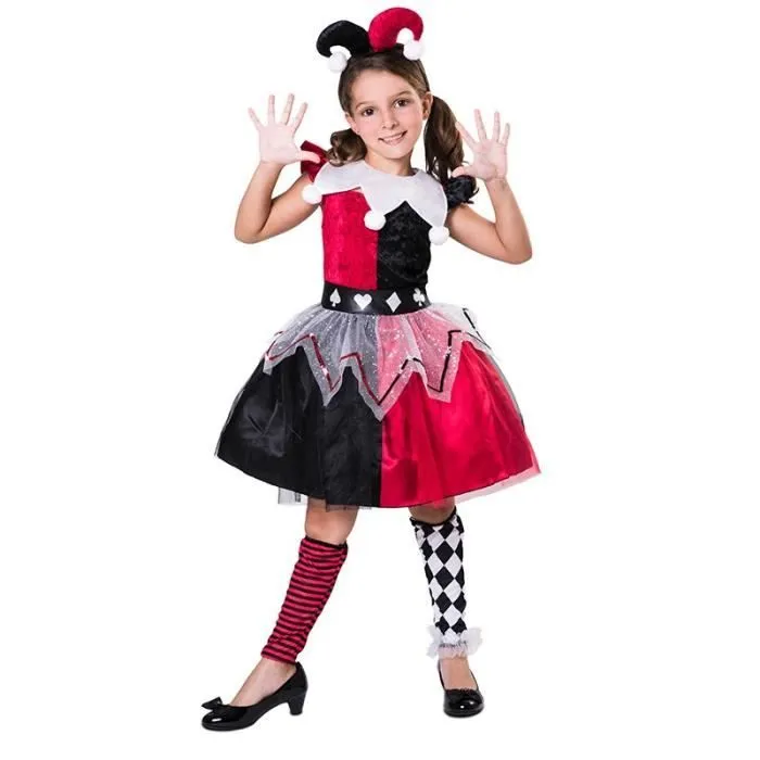 Déguisement Arlequin Fille - No Name - Modèle Arlequin - Rouge - Polyester - Normes UE-1