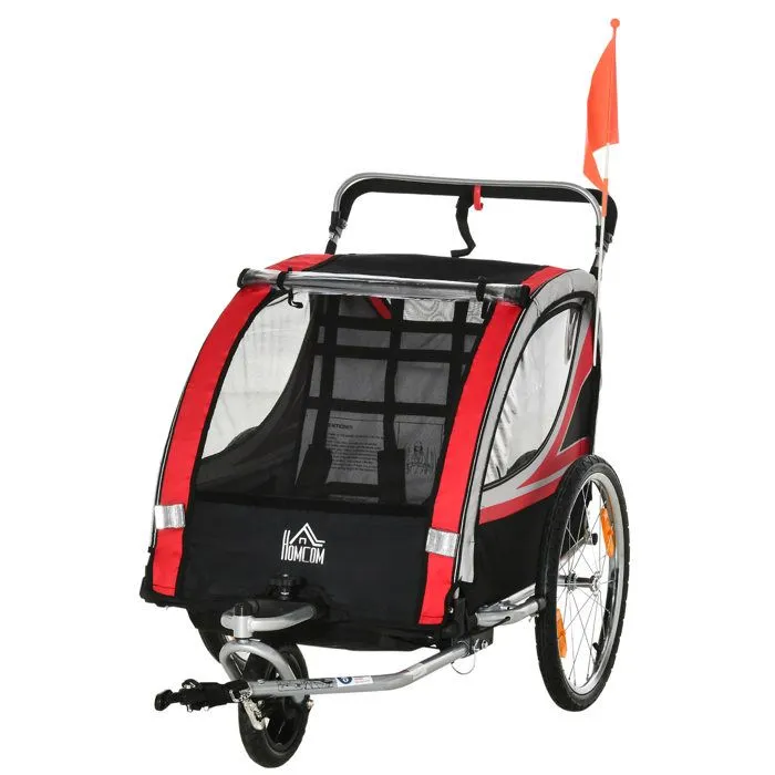 HOMCOM - Remorque vélo pour enfant - Acier - 142x75x101cm - Rouge-0