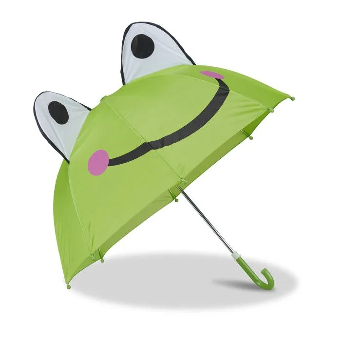 Relaxdays Parapluie pour enfants motif grenouille effet 3D fille garçon forme cloche, vert-0