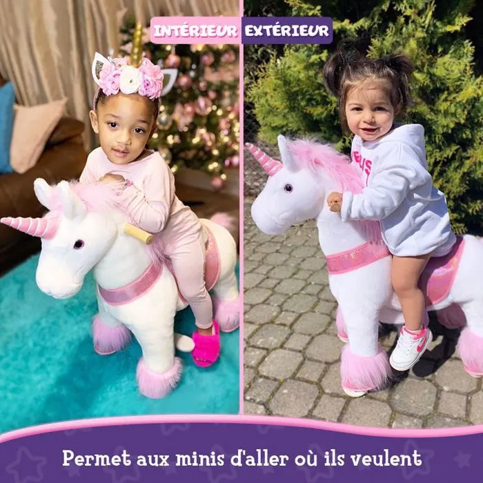 PonyCycle Modèle U à enfourcher Animal qui marche Peluche licorne rose à roulettes avec frein Taille 3 pour les 3-4 ans Ux302-5