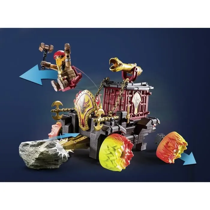 PLAYMOBIL 71299 Chariot de combat enflammé des Burnham Raiders- Affrontez les ennemis avec le chariot, son canon et siège éjectable-3