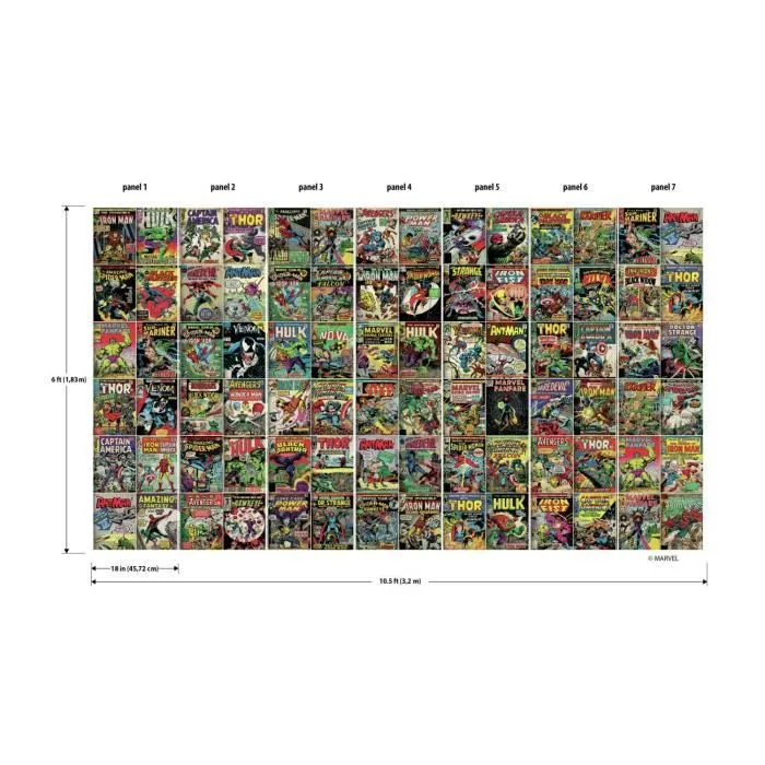 Fresque murale adhésive géante Marvel Comics - 3.2 m x 1.83 m Multicolor-1