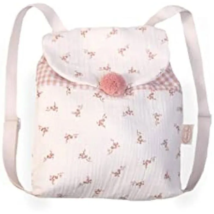 Sac à Dos Fille - ANTONIO JUAN - Fleurs et Vichy - Toile - Rose - Maternelle-0
