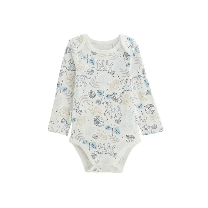 Lot de 2 bodies bébé - Félintrépide - Bleu - Manches longues - Imprimé félin - STANDARD 100 by OEKO-TEX®-1