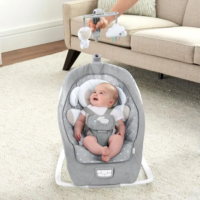 INGENUITY Transat bébé bascule évolutif pliable - Petit Mouton - Position fixe ou bascule, vibrations et sons, arche, jouets d'éveil-4