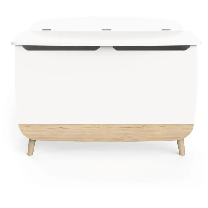 Coffre à jouets - FIRMIANA - Style scandinave - Blanc mat / Chêne kronberg - 82,4 x 39,1 x 58,9 cm - DEMEYERE-5