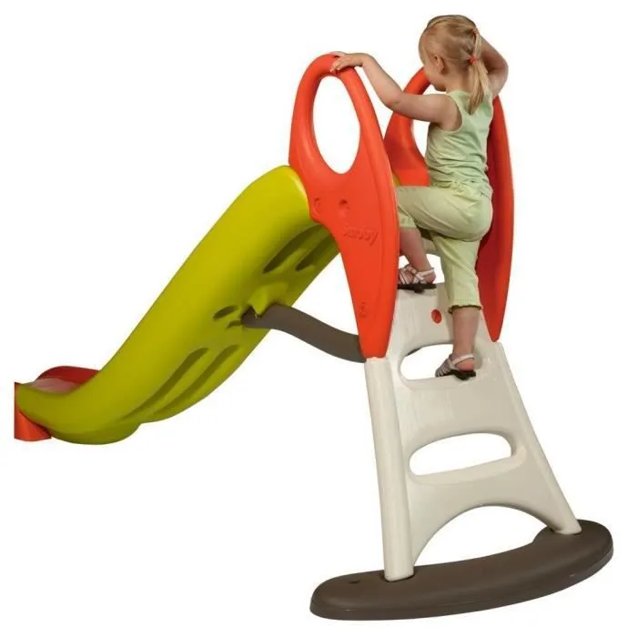 Toboggan XL - SMOBY - Glisse double vague de 2.30m - Marches anti-dérapantes - Vert et Orange-1