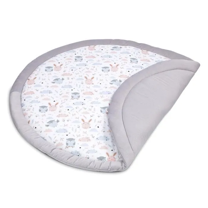 Coussin de sol enfants à volants 100 cm - TOTSY BABY - Hiboux - Coton - Pour bébé - Obligatoire - Gris-1
