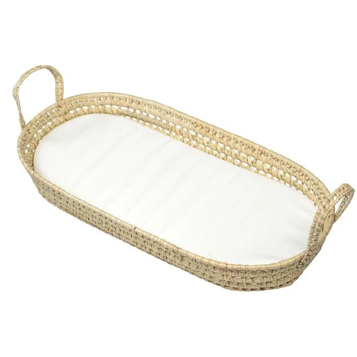 Matelas à langer + panier en fibres naturelles Beige 77 x 36 77 x 36 Beige-0