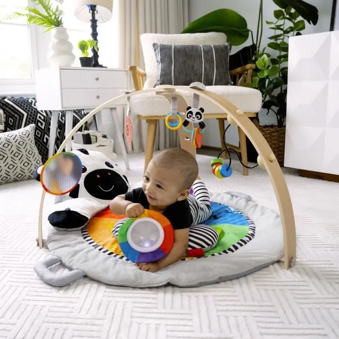 BABY EINSTEIN Tapis d'éveil Ocean Explorers - Zen le Zèbre, arche de jeu en bois et jouets multisensoriels-1
