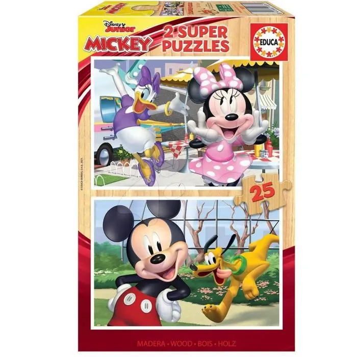 Puzzles en bois 2 x 25 pièces : Mickey et ses amis-1