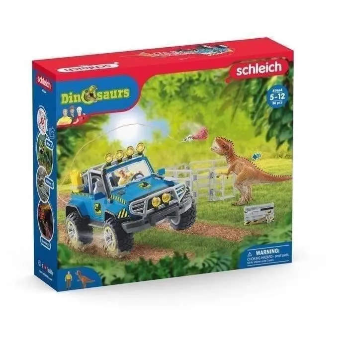 Voiture tout-terrain avec avant-poste Dino - SCHLEICH - 41464 - Dinosaurs-2