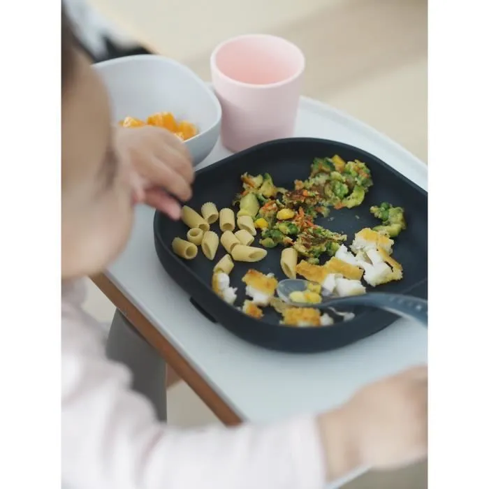 Coffret Repas Silicone - BEABA - Night Blue - Assiette, Bol, Verre, Cuillère - Bébé 4 mois-3