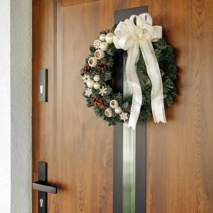 Couronne de Noël Crème - CREATIVE HOME - Diamètre 35 cm - Décoration Extérieure - Vert-3