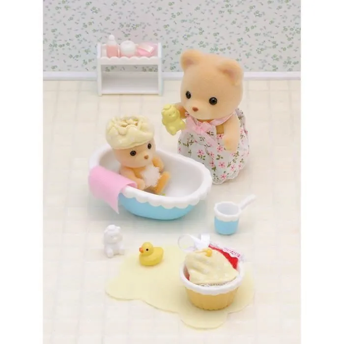 Sylvanian Families - Bébé Bain Temps - Modèle 5092 - Accessoires de bain pour bébé ours - Jaune et Blanc-3