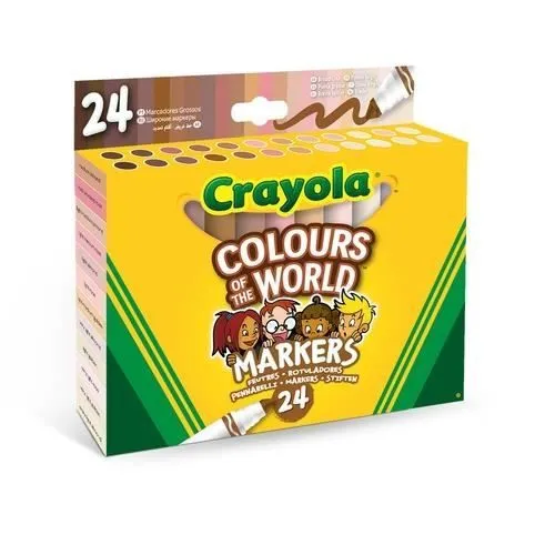 CRAYOLA - COLOURS OF THE WORLD - LOT DE 24 FEUTRES POINTE MAXI, ASSORT-1