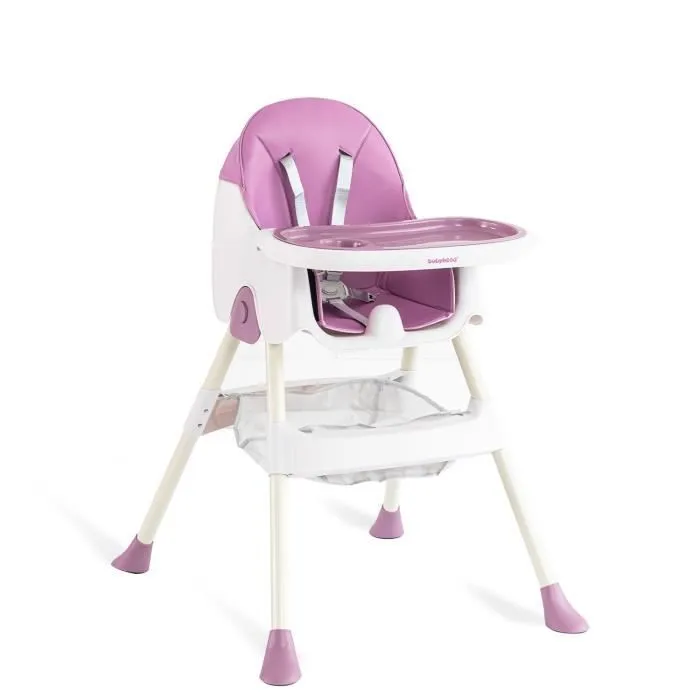 Chaise haute pour bébé, chaise enfants pliable avec plateau repas amovible rehausseur 2 en 1 table à manger pour enfants - violet-1