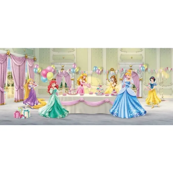 Poster Princesse Disney - Joyeux Anniversaire Princesses - AG DESIGN - Rectangulaire - Bleu-0