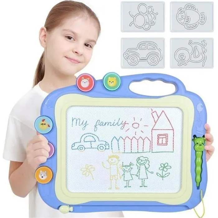 Ardoise Magique Grande Tablette Dessin Idéal，Tableau Magnétique Effaçable pour Bebes et Enfants garçon fille -35.5x28.5cm(Bleu)-0