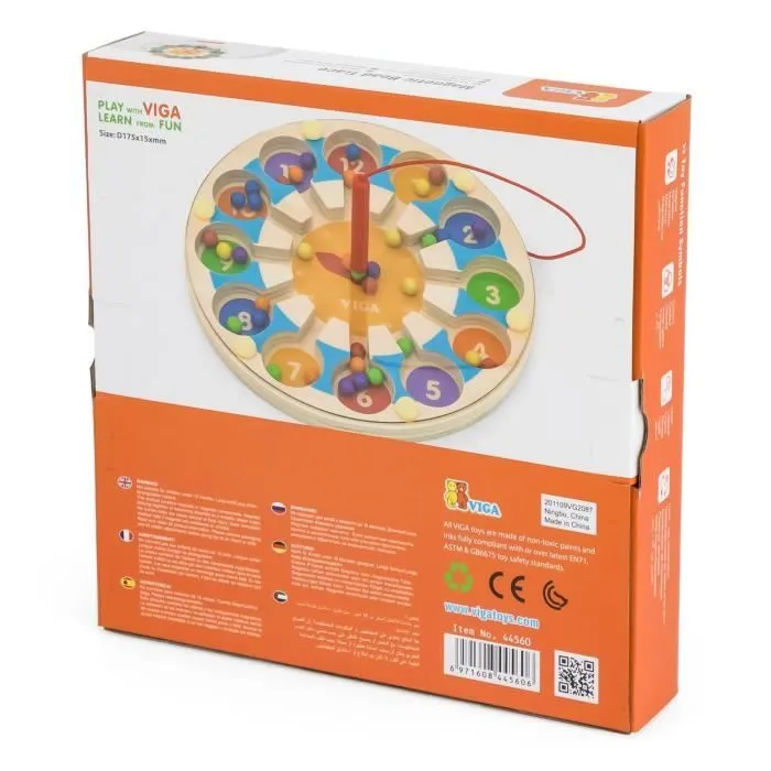 Viga Toys horloge de jeu magnétique junior 17,5 cm bois 3 parties-2