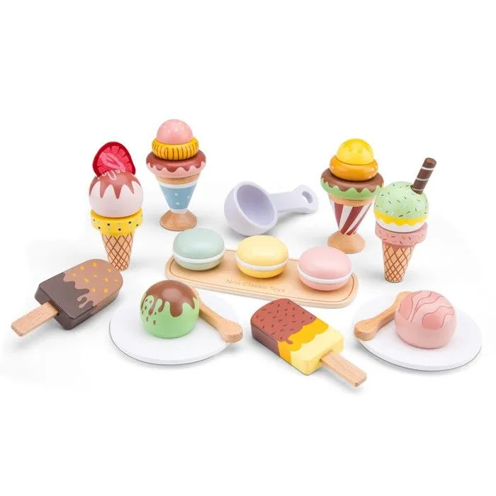 New Classic Toys - Ensemble de glaces en bois 25 pcs-0