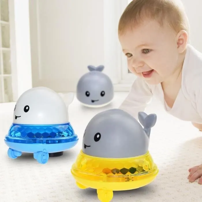Jouets de bain de bébé,2 en 1 Jouets de Bain Baleine Électrique Induction Arroseur Pulvérisateur Deau Jouet avec LED Lumière-2