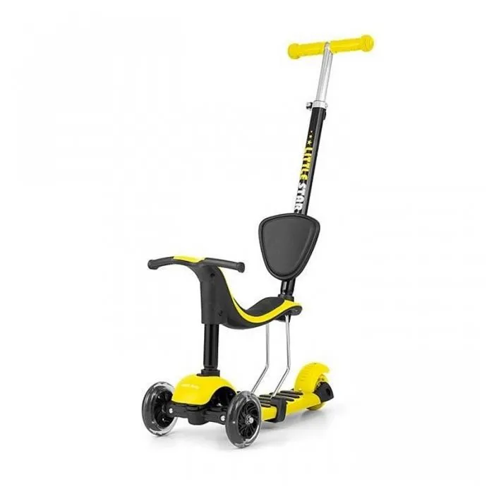 Porteur Trottinette 3 en 1 Milly Mally Little Star Jaune-0
