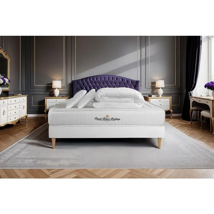 Pack literie Nottingham 140x190 Mémoire de forme - Ferme - sommier kit blanc + 2 oreillers + couette-5
