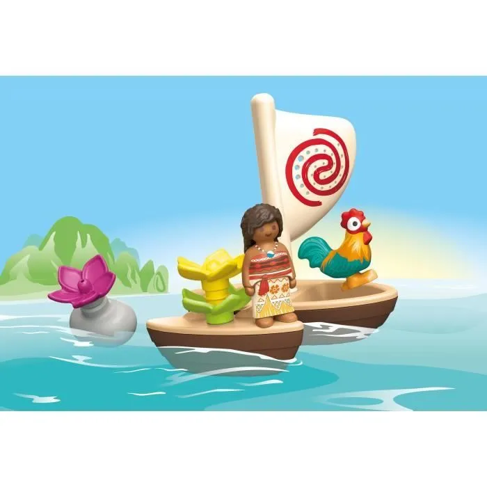 PLAYMOBIL Junior 71459 Vaiana et bateau à voile, Flotte dans l'eau, Jouet pour le bain, Disney, Dès 12 mois-1