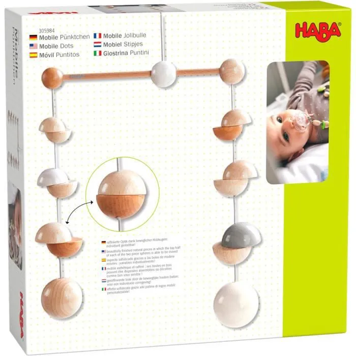 Haba mobile Dots junior 20 x 25 cm bois naturel/blanc-1