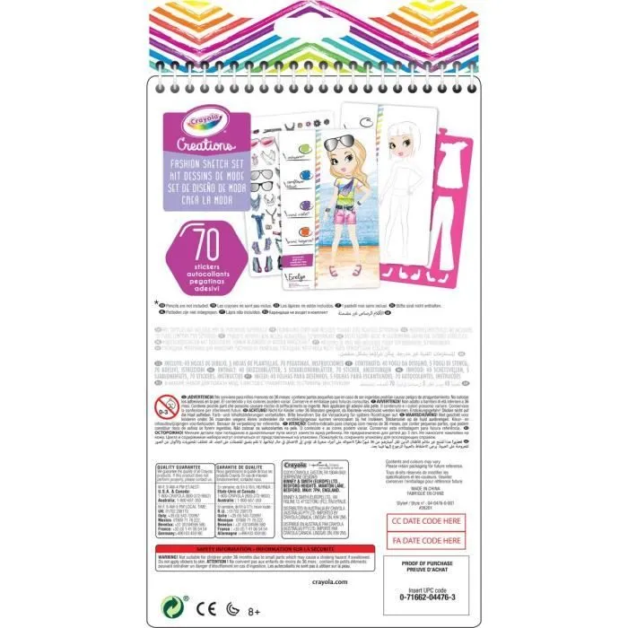 Jeu de croquis de mode - CRAYOLA - Creationsmode - 5 modèles - 40 vêtements - Mixte-1
