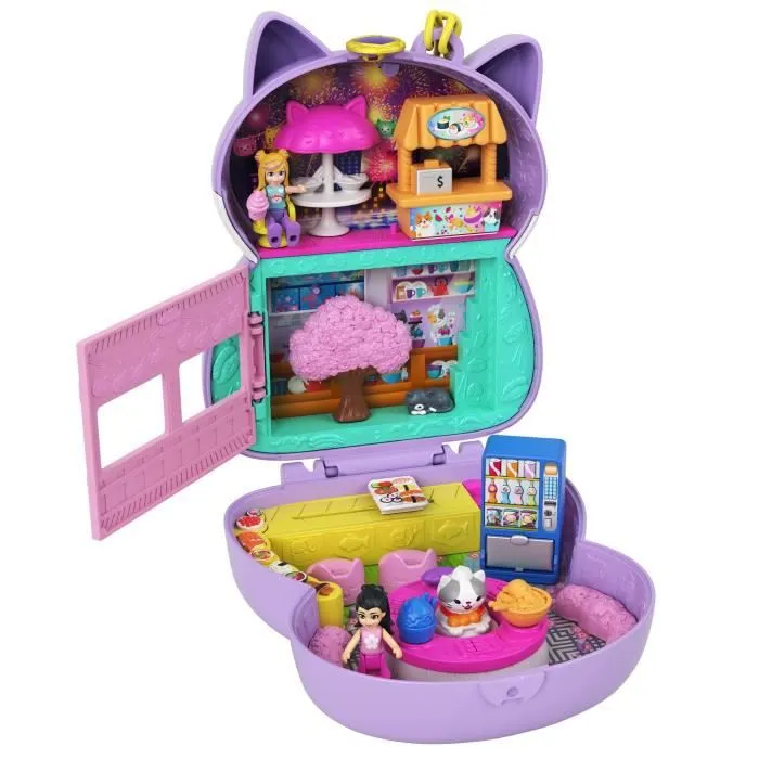 Coffret Chat Restaurant - Polly Pocket - Univers culinaire japonais - 2 figurines et 13 accessoires - 4 ans et +-4