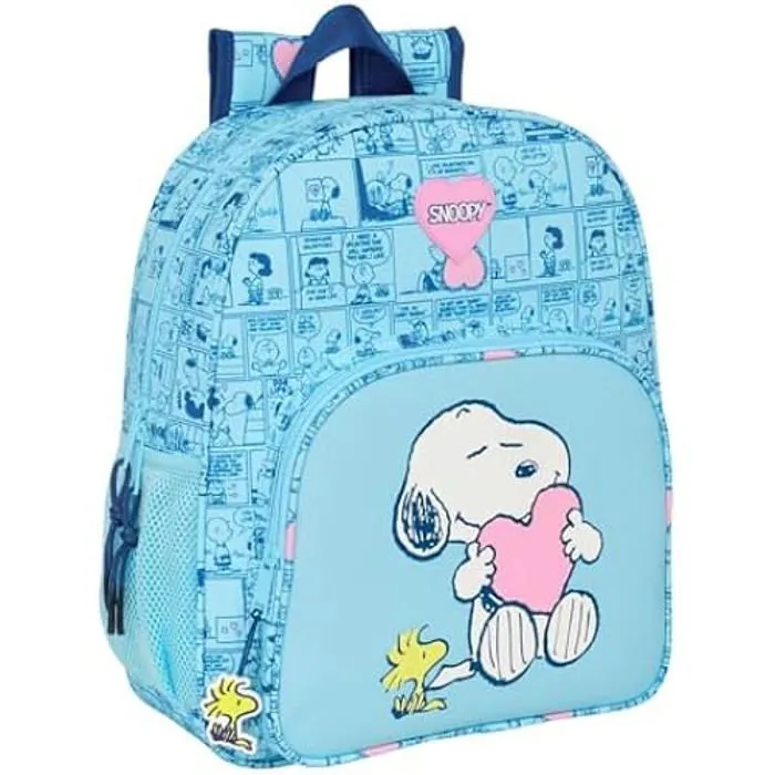 Sac à dos scolaire - SAFTA - SNOOPY LOVE - Adaptable au chariot - Confortable - Pour enfants-0